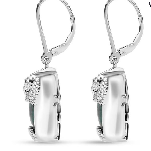 EverTrue Chrysocolla 13.40 ctw Dragon's Embrace Earrings in Platinum Bond - Picture 5 of 6